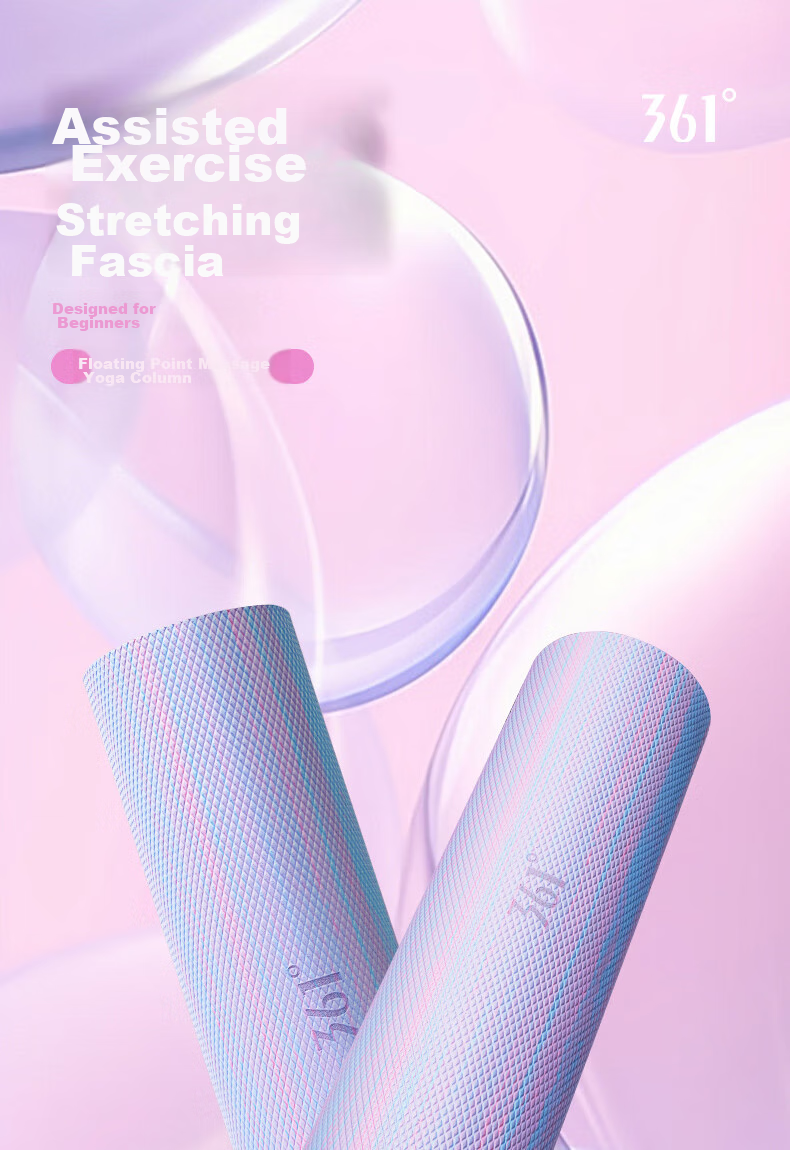 361° Foam Roller Solid Muscle Relaxation Massage Roller Fitness Yoga Column for Beginners Soft Foam Massage, Pink 1