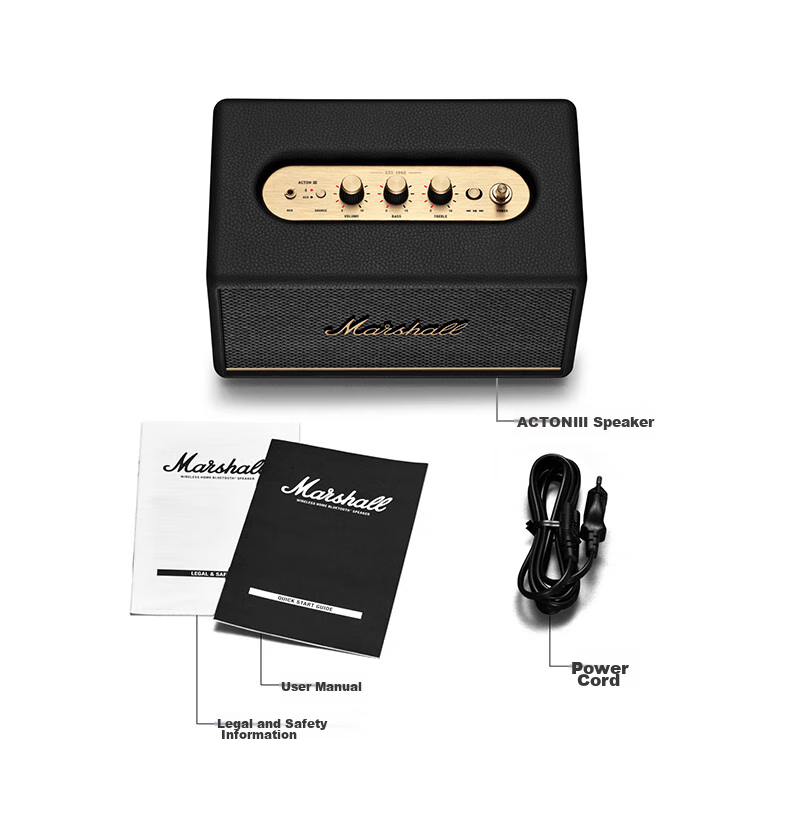 Marshall ACTON III Bluetooth Speaker, 3rd Generation Wireless Home Indoor Bass-Enhanced Birthday Graduation Gift, World Cup Viewing Desktop Computer Speaker, Cream White Color 11