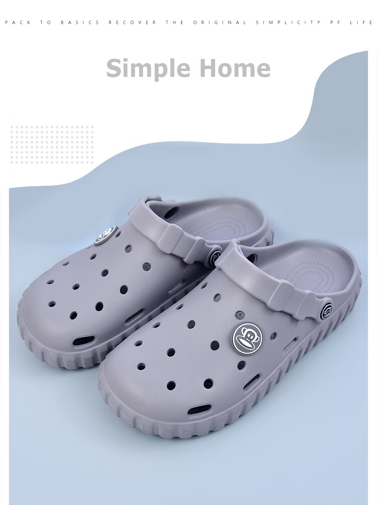 Paul Frank Men's Clog Sandals Summer Closed-Toe Outdoor Dual-Wear Beach Shoes Women's PF5377 Gray Size 44/45 5