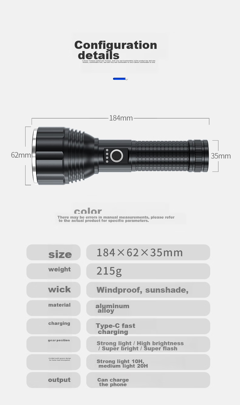SHENYU Flashlight, High Brightness, Long Battery Life, Long-Range Illumination, Military-Grade Brightness, Outdoor And Home Use, Specialized Sky-Piercing Light, 100000 Lumens 15