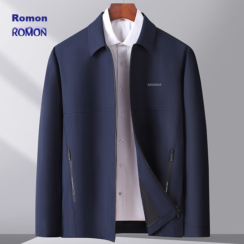 ROMON Men's Jacket, Spring And Autumn Business Casual Lapel Coat, Trendy Cadre Executive Jacket, Men's Clothing MK73 Black XL 8