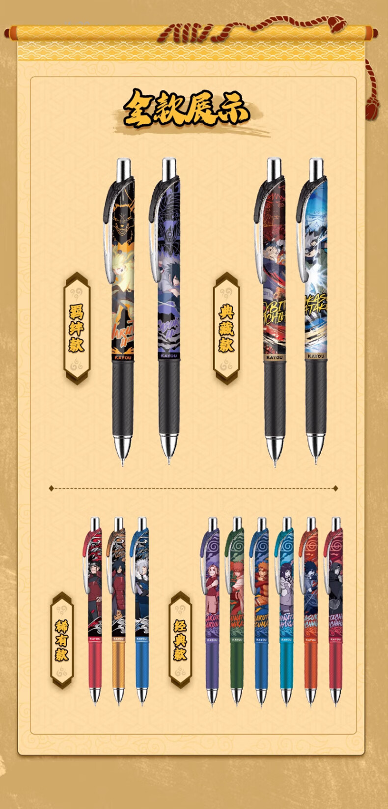 Kayou Naruto Gel Pen Blind Box Pen Full Case Push-Button Automatic Pen for Boys And Girls, Christmas Gift 22