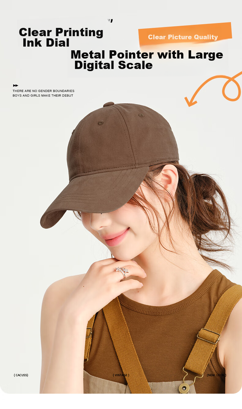 CACUSS Women's Baseball Cap Four-Season Casual Soft Top Duckbill Hat Men's Outdoor Versatile Sunshade Embroidered Hazelnut Brown 1