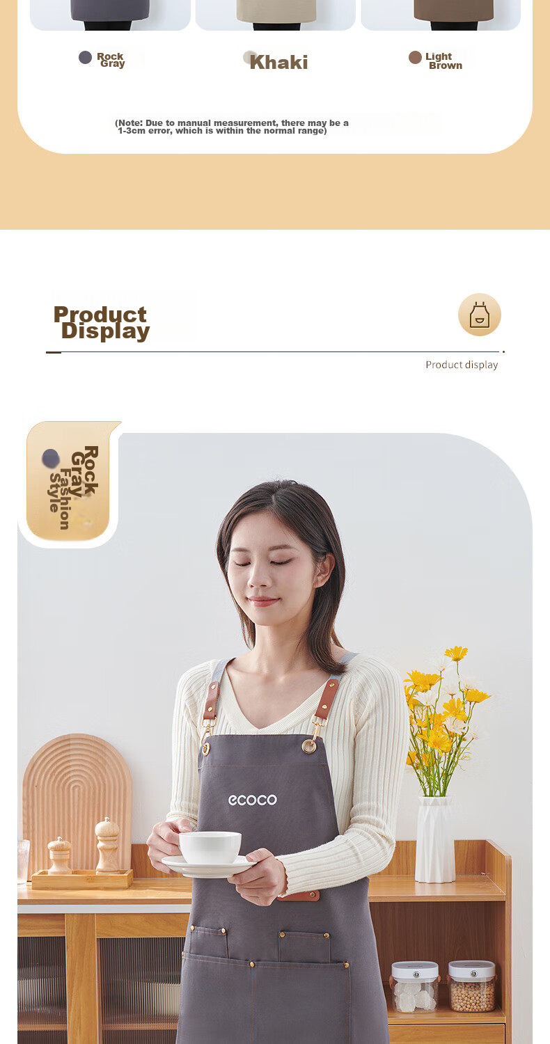 Ecoco Waterproof Apron, Kitchen Work Uniform, Home Use Oil-Proof And Dirt-Resistant Cooking Full Apron, Catering Apron E2302 15