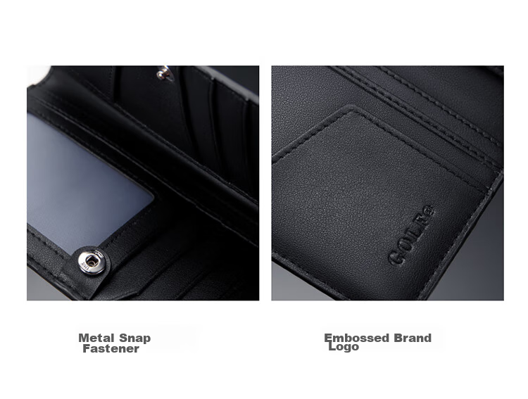 GOLF Men's Wallet, Multi-Card Slots, Long Wallet, Vintage Printed Design, 11 Card Slots, Casual Large Capacity Leather Wallet, Horizontal Style Billfold, Business Money Clip, 5V768385J, Black 8