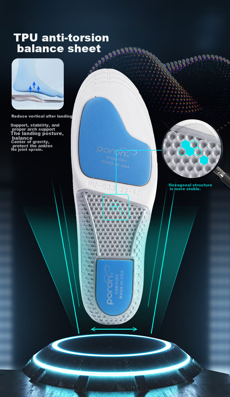 FOOTOPPO Professional Sports Insoles for Men, Running Shock-Absorbing Soft Elastic Odor-Resistant Thickened Shoe Inserts for Basketball And Running Shoes 4