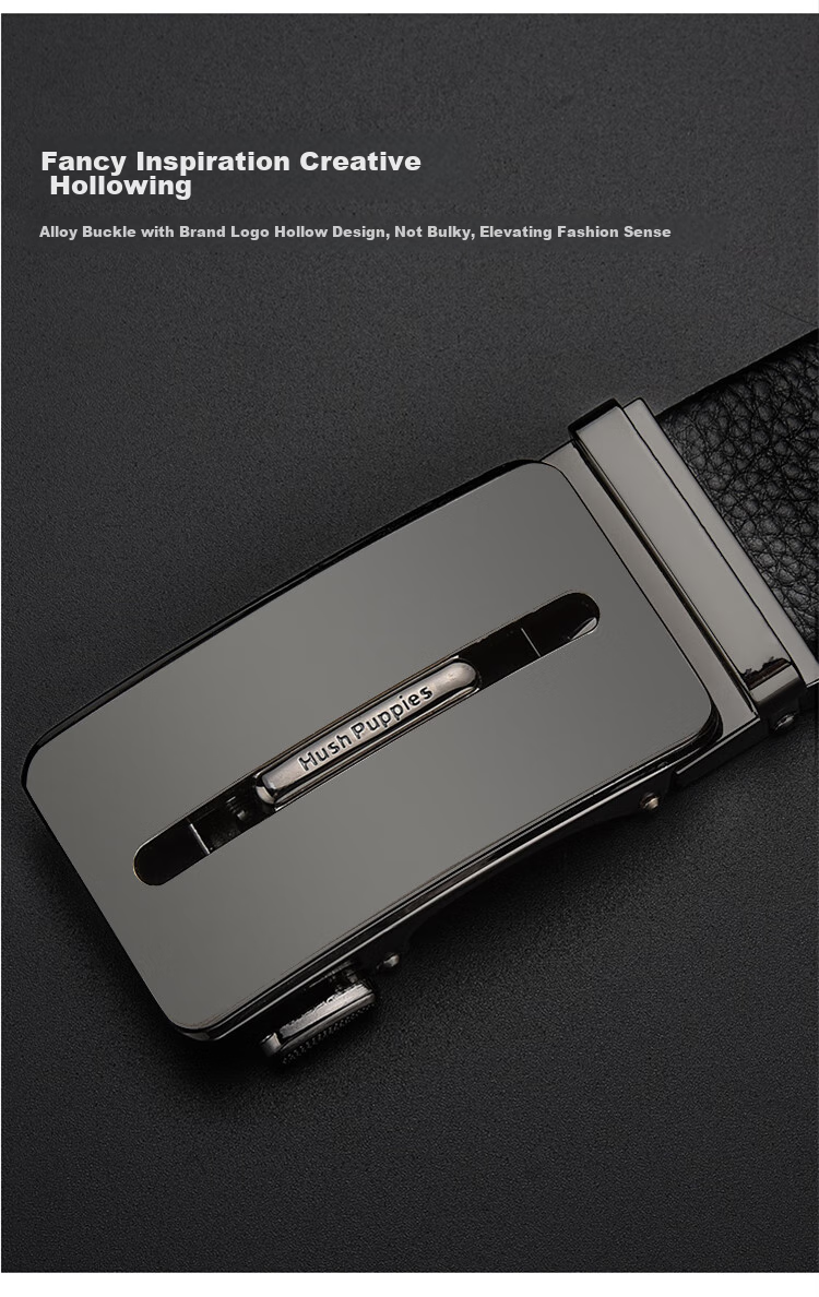 Hush Puppies Leather Belt for Men with Automatic Buckle, Top-Grain Cowhide High-End Gift Box Birthday Present for Boyfriend 3