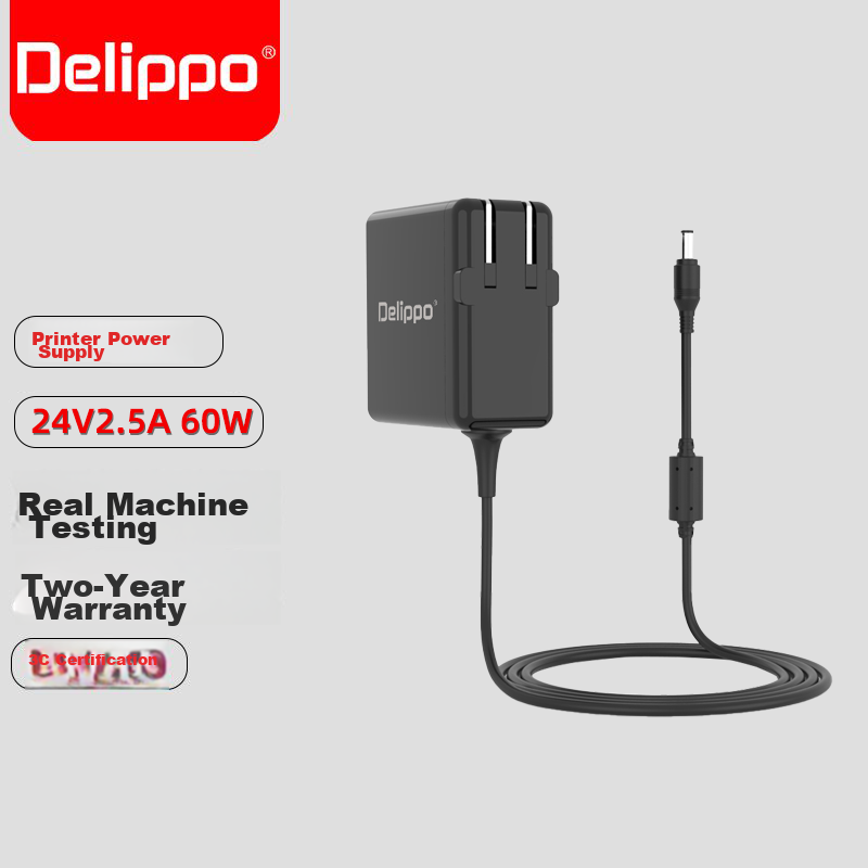 Delippo Wall-Mounted Power Adapter 24V 2.5A 2A for Water Pump, LED Strip Printer, Water Purifier, Grease Machine, Massager, Camera Fan Charger, External Diameter 5.5mm Universal Model