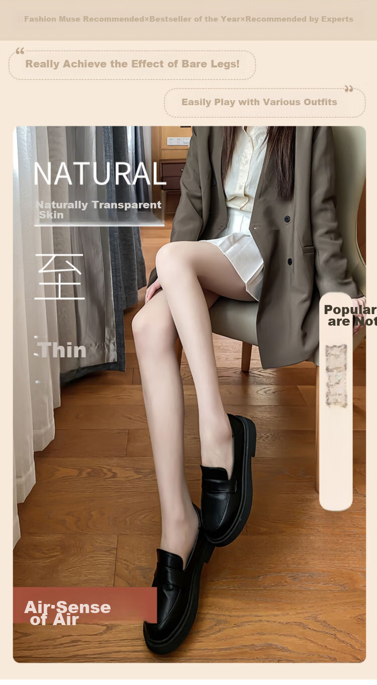 XUEXIMAN 2 Types of Bare Leg Enhancers, Pineapple Silk Stockings, Autumn Ultra-Thin, Cuttable to Any Length, Nude-Colored Base Tights, Sexy Black Pantyhose 1