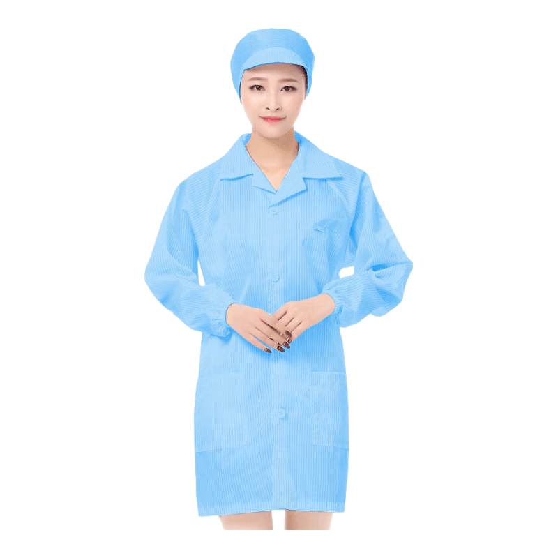 BAIGE Antistatic Clothing, Clean Room Suit, Long Workwear for Men And Women, Dust-Proof Coat, Workshop And Electronics Factory Protective Clothing, Blue, XL CW111046