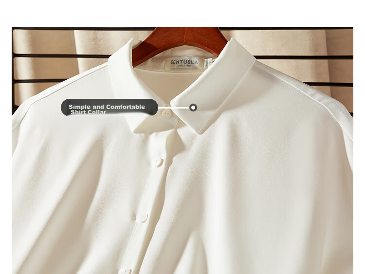 Sentubila Short-Sleeve Chiffon Blouse for Women, Summer Casual Commute Professional Shirt, Versatile Slimming Top, Blue, M 17