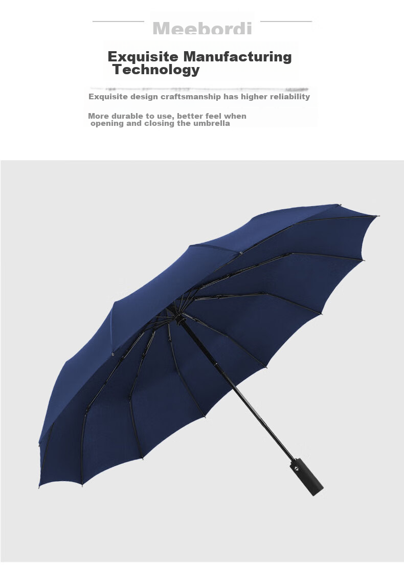 Meebordi Fully Automatic Umbrella, Tri-Fold, Extra Large, Windproof, Reinforced And Upgraded, Men's Business Folding Umbrella, Customizable 13