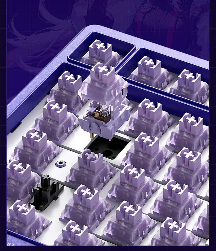 MACHENIKE K600T, 82-Key Wired/2.4G/Bluetooth Tri-Mode Mechanical Keyboard, IP Custom Edition - Baize Teng Purple Switch 13