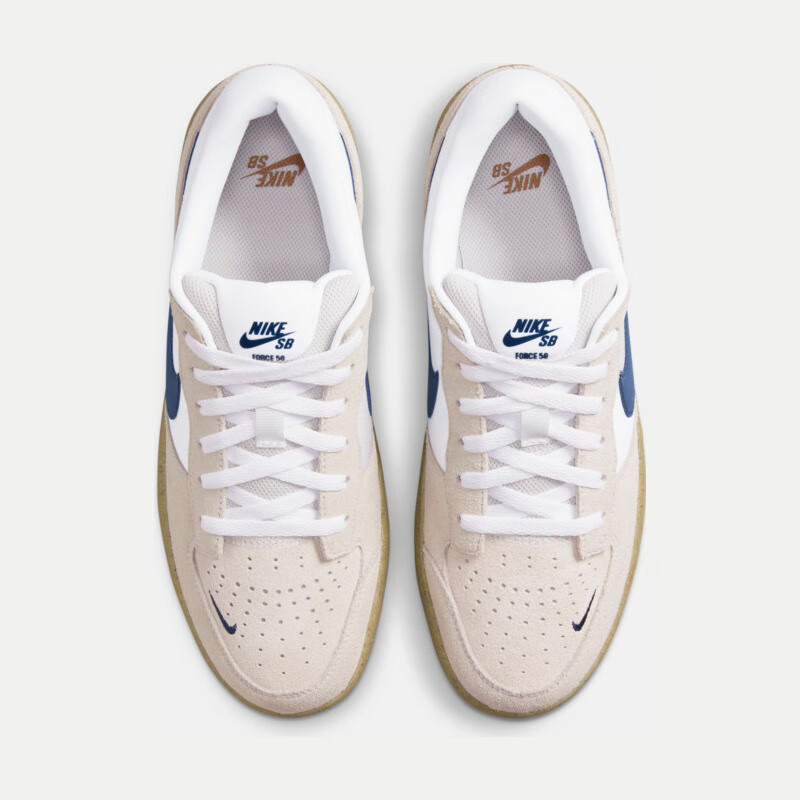 NIKE Men's Casual Shoes, SB FORCE 58 Wear-Resistant Sneakers, CZ2959-100 White Blue Brown, Size 40 6