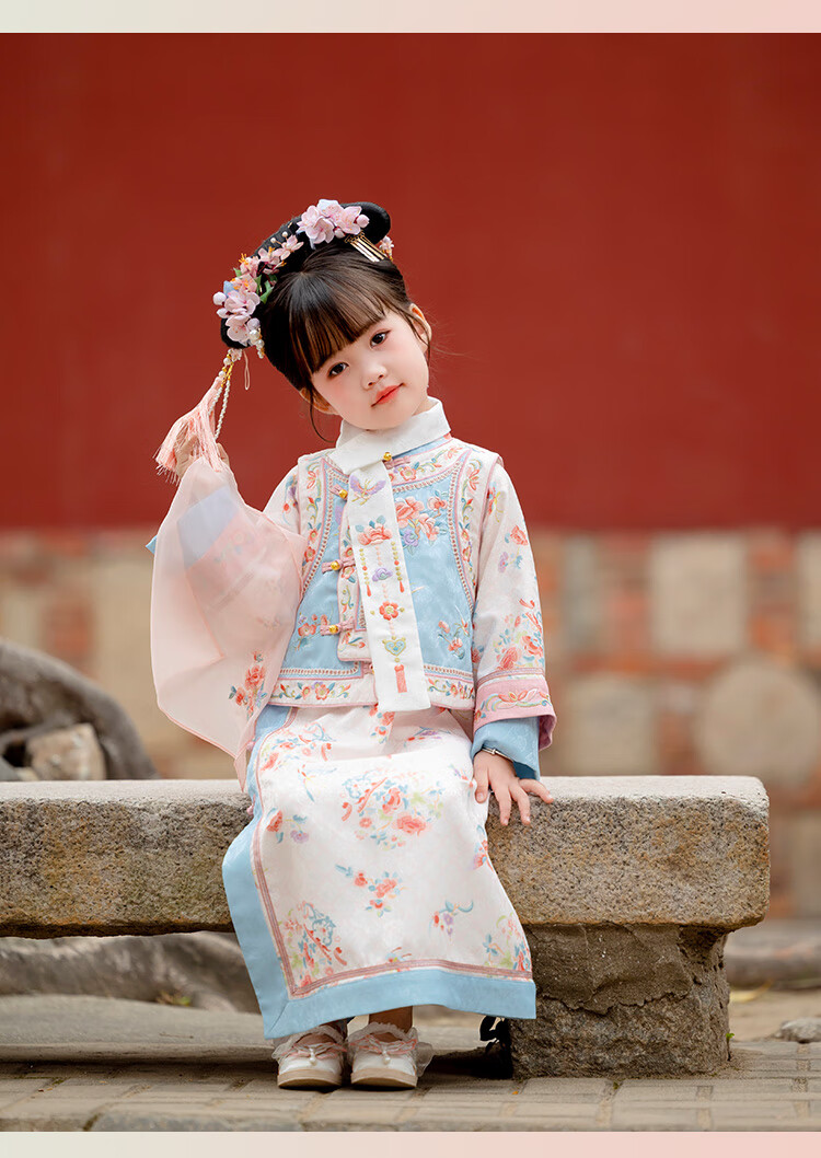 Menghu Zhienyi Hanfu Girls' Dress, Spring And Autumn 2026 Qipao, Two-Piece Set for Girls' Outfit, Ancient Costume Performance Wear, Pink, Size 100 19