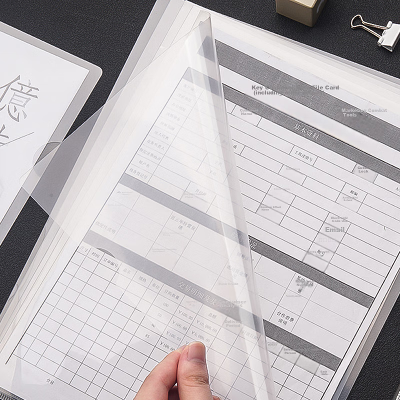 TANGO 30 A4 Transparent File Sleeves L-Shaped Folder Single Sheet Two-Page Office Storage File Holder Invoice Bag Thickened Waterproof Dustproof Two-Page Document Folder File Organizer 8