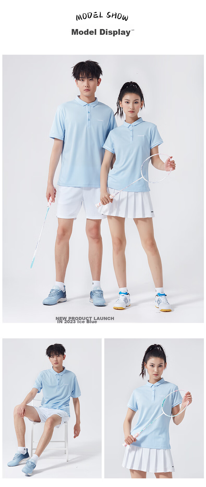 KAWASAKI Badminton Shirt for Women, Professional Sports Short-Sleeve Collared Quick-Dry T-Shirt V2920, Ice Blue, M 5