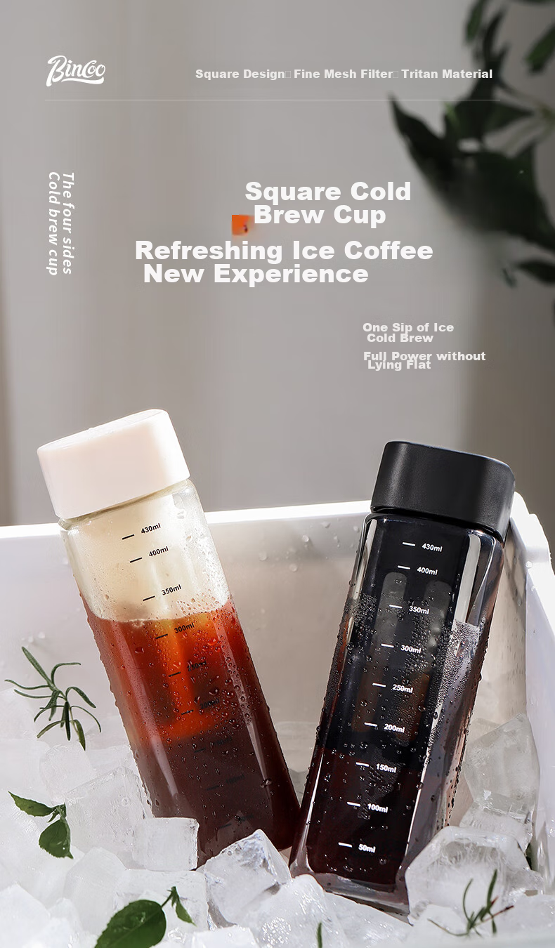 Bincoo Portable Cold Brew Cup, Travel Coffee Mug, Summer Cold Brew Pot, Cold Steeping Cup, Tritan Water Bottle 1