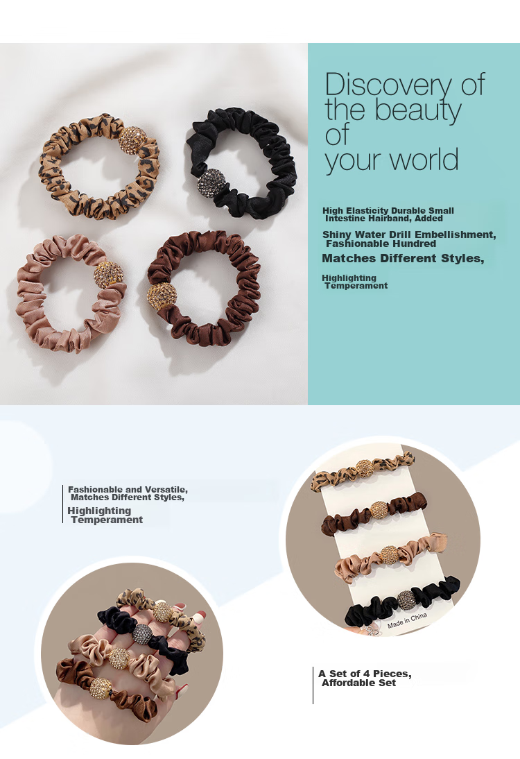 CHIMERA 4 Leopard Pattern Simple Small Hair Tie Bun Ponytail Korean Style Internet Celebrity Hair Ties for Women, Mid-Autumn Festival Gift 3