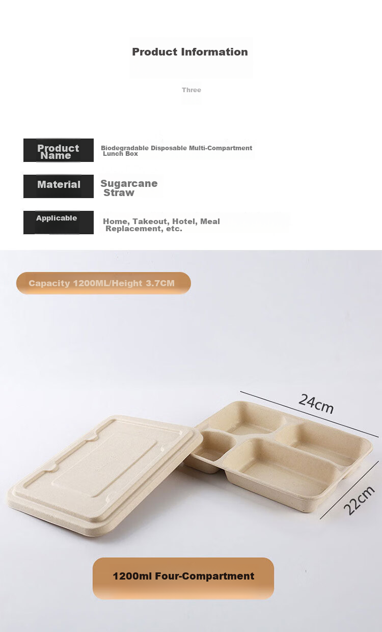 Youjialiangpin Disposable Food Containers, Microwave-Safe, Biodegradable, with Lids, Thickened, Food-Grade, Takeout Boxes And Bowls, 1200ml*10 Sets 2