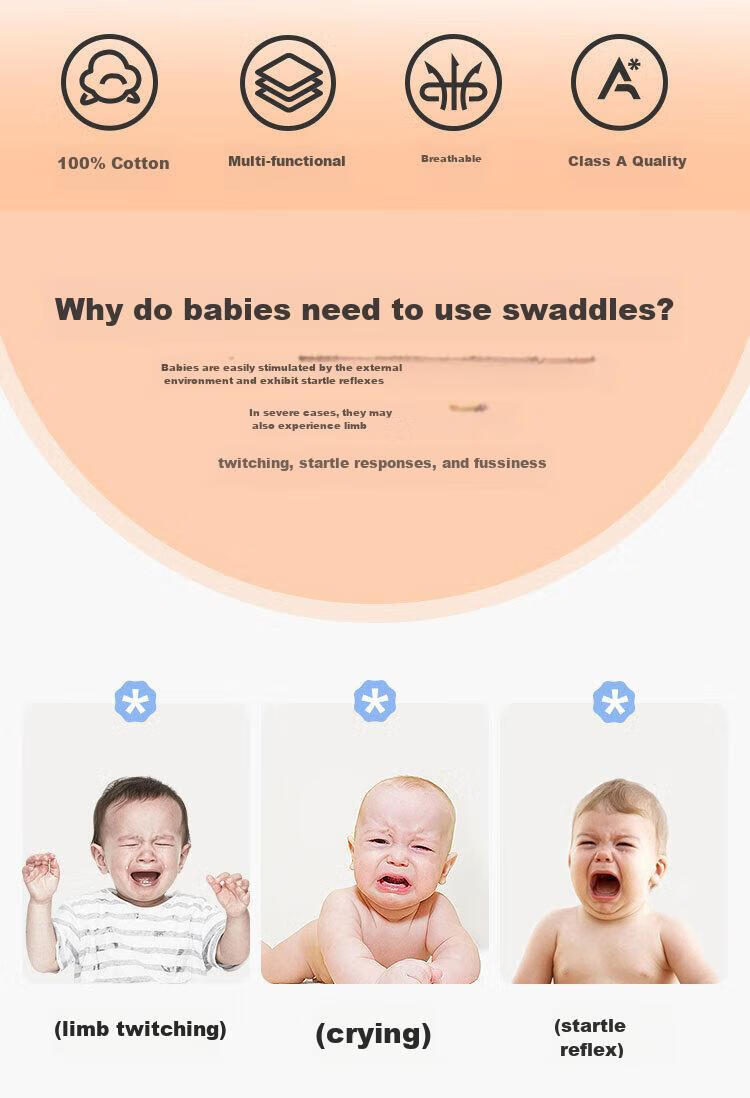Aibaoshi Baby Swaddle Blanket Spring And Summer Pure Cotton Newborn Swaddling Cloth, Baby Anti-Startle Maternity Ward Wrap, Single Rabbit Cute Baby S738 2