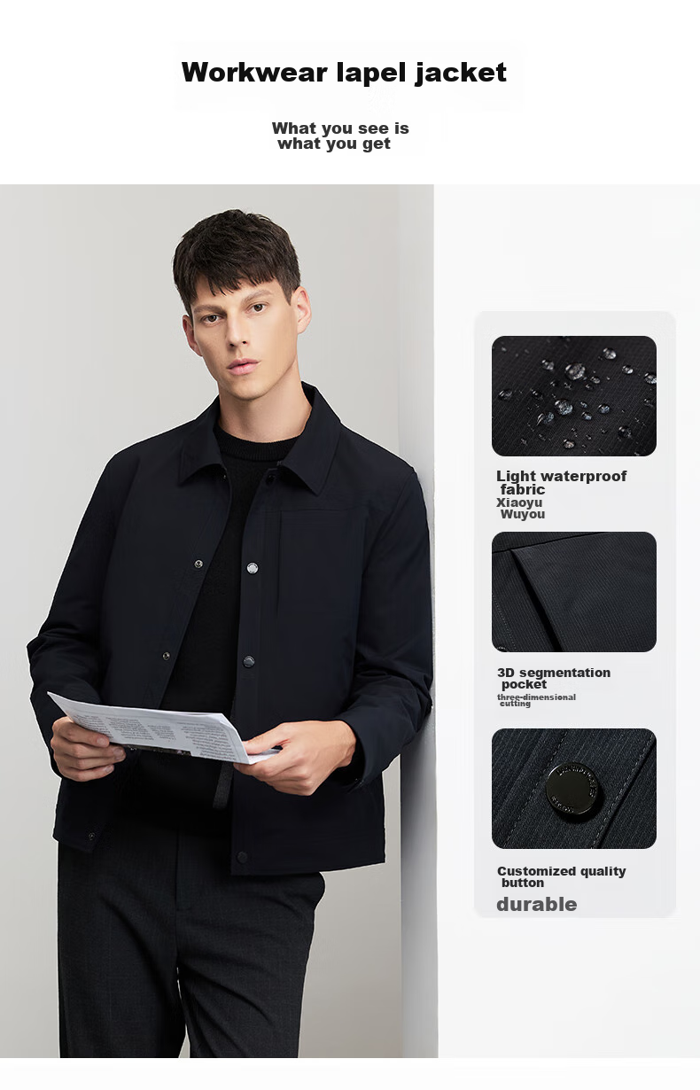 DANCING WOLVES [Delicate Lining] Workwear-Style Lapel Jacket, Autumn And Winter, Easy-Care Business Style, Commuter Men's Jacket 4