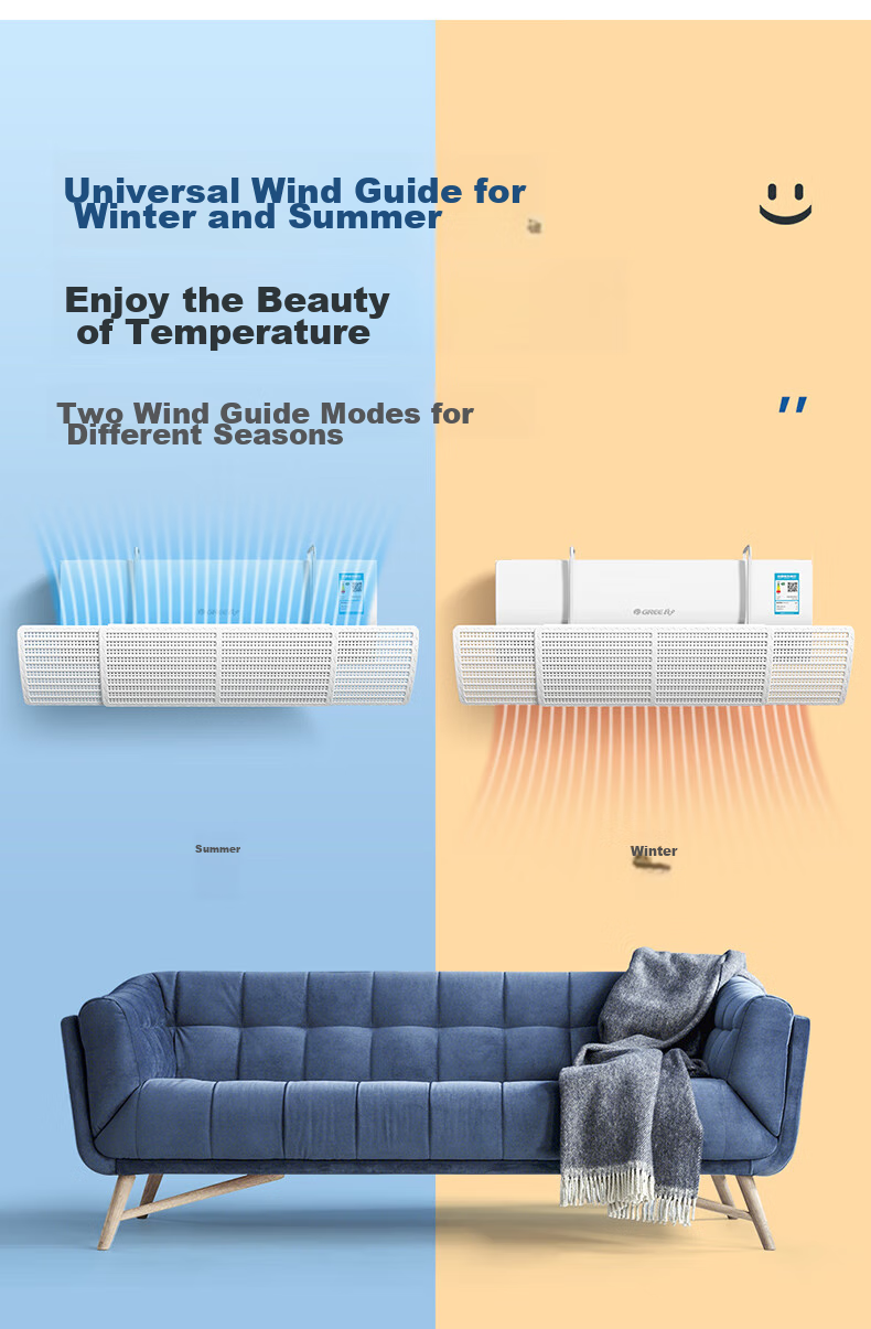 XIAOHUANGHOU No-Drill Air Conditioner Wind Deflector, Anti-Direct Blowing, Baby Postpartum Use, No Installation Required, Extendable 8