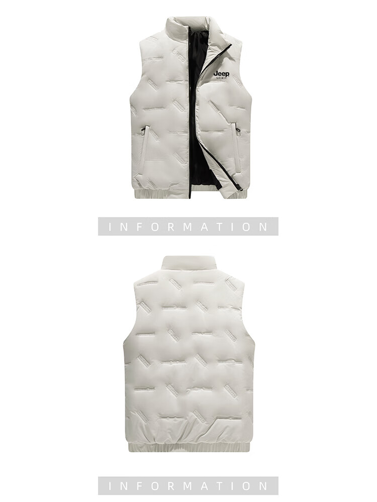 JEEP SPIRIT Men's Cotton Vest Autumn Winter Large Size Stand Collar Casual Warm Sleeveless Jacket Black L 5