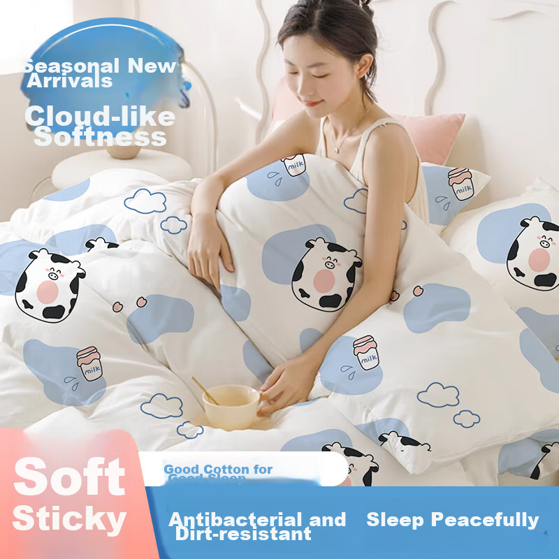 CHUYISHENG Disposable Bedding Set with Cotton Feel Bedsheet, Duvet Cover, And Four Pieces Thickened Hygienic Hotel Bedding Set for Travel