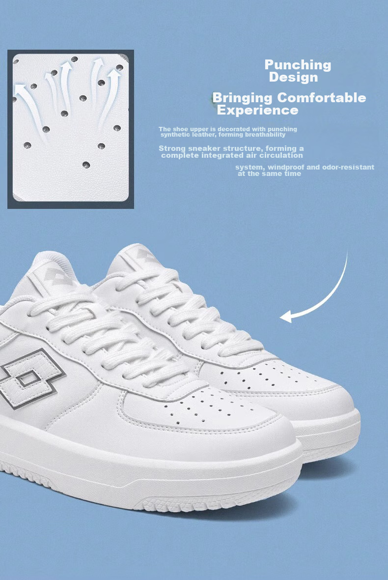 LOTTO Men's Autumn Leather Sports Sneakers Casual Student Versatile Shoes Light Oatmeal 42 3