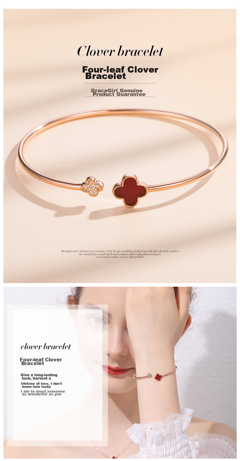 Grace Girl Heart-Shaped Bracelet for Women, Rose Gold Niche Design Fashion Jewelry, Anniversary Birthday Gift for Girlfriend 2