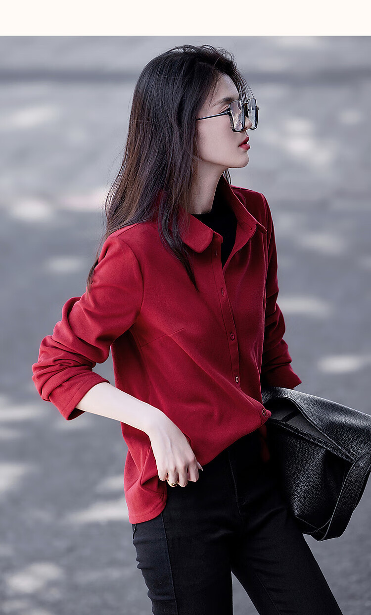 Dme [Luiri Xiaoxiang] Spring And Autumn French Yton Collar Moisturizing Warm Shirt Long Sleeve Elegant Blouse Women's Top 19