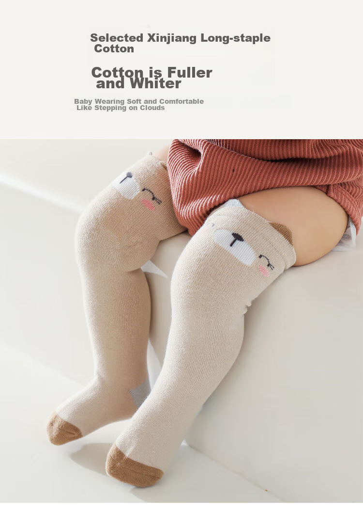 Aibaoshi Baby Socks Spring And Autumn Style, 0-1 Year Old Infant Over-Knee Long Socks, Newborn Socks, Size S, 3 Pairs Pack, Animal Pattern S569 5