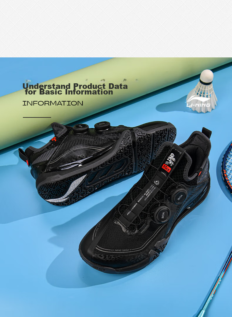 LI-NING Flying on the Ground 2MAX Professional Stable Shock Absorption Badminton Shoes Black Size 45 16