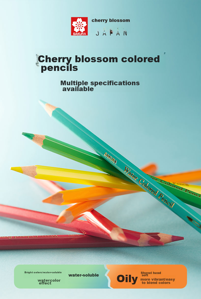 SAKURA [Mid-Autumn Festival Gift] ReCoupy Full Core Non-Wood Colored Pencil Set for Beginners, Drawing Sketching Hand-Drawn Coloring Card Crayon Set Gift 1