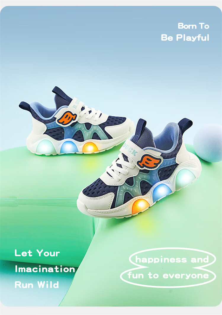 B.Duck Children's Walking Shoes, Baby Summer Mesh Light-Up Shoes, Boys And Girls Single Mesh Shoes, 3969 Rice Green, Size 26 11