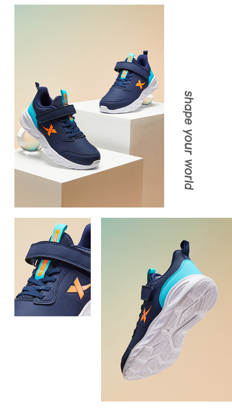 XTEP Kids Basic Running Shoes Boys Versatile Running Sneakers Deep Blue/Bay Blue Size 39 11