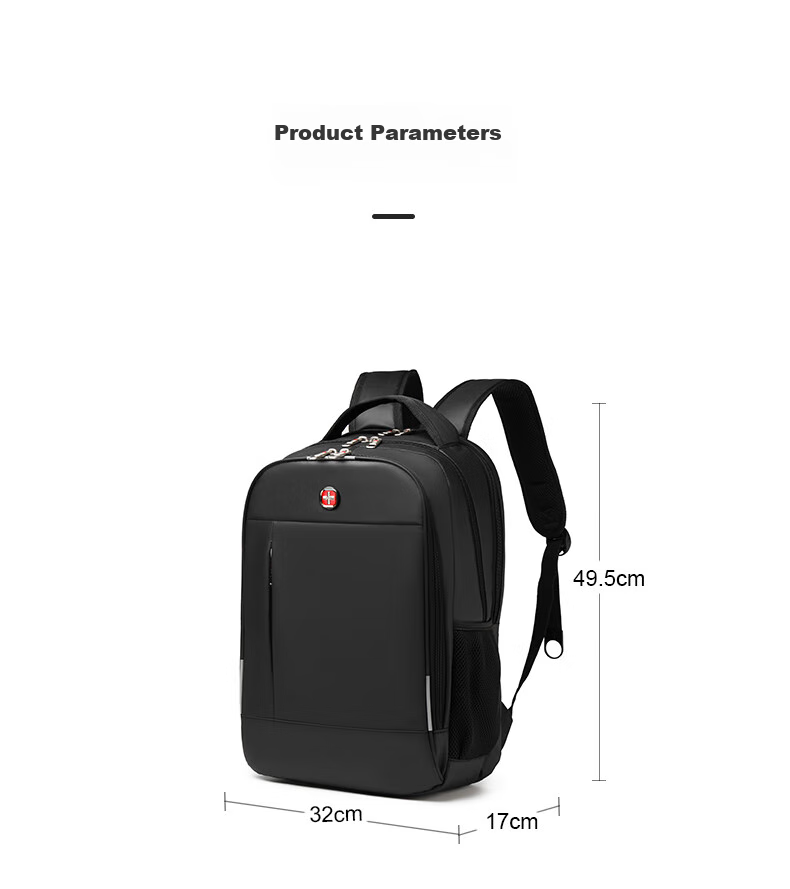 CROSSGEAR Swiss Cross Medal Backpack, 17.3-Inch Laptop Bag, Large Capacity Business Travel Backpack for Me 19