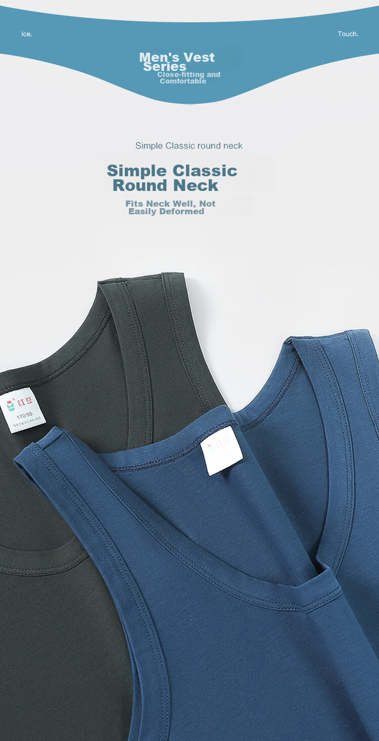 Hodo 2-Pack Pure Cotton Tank Tops for Men, Sports Sweat-Absorbing Breathable Undershirts Set Two 180/105 8