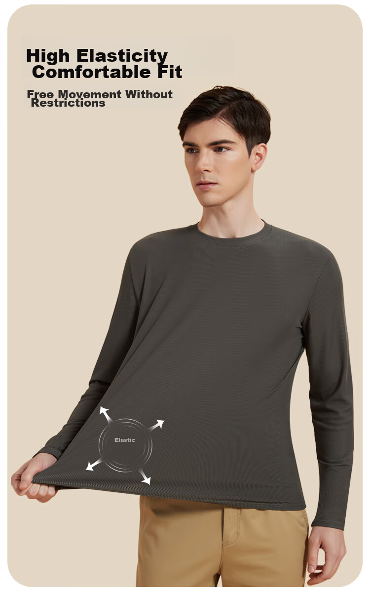MiiOW 2024 New Ribbed Men's Base Layer, Semi-Turtleneck, 7A Antibacterial, Autumn And Winter Inner Wear, Draping Top, Black, Size L 8