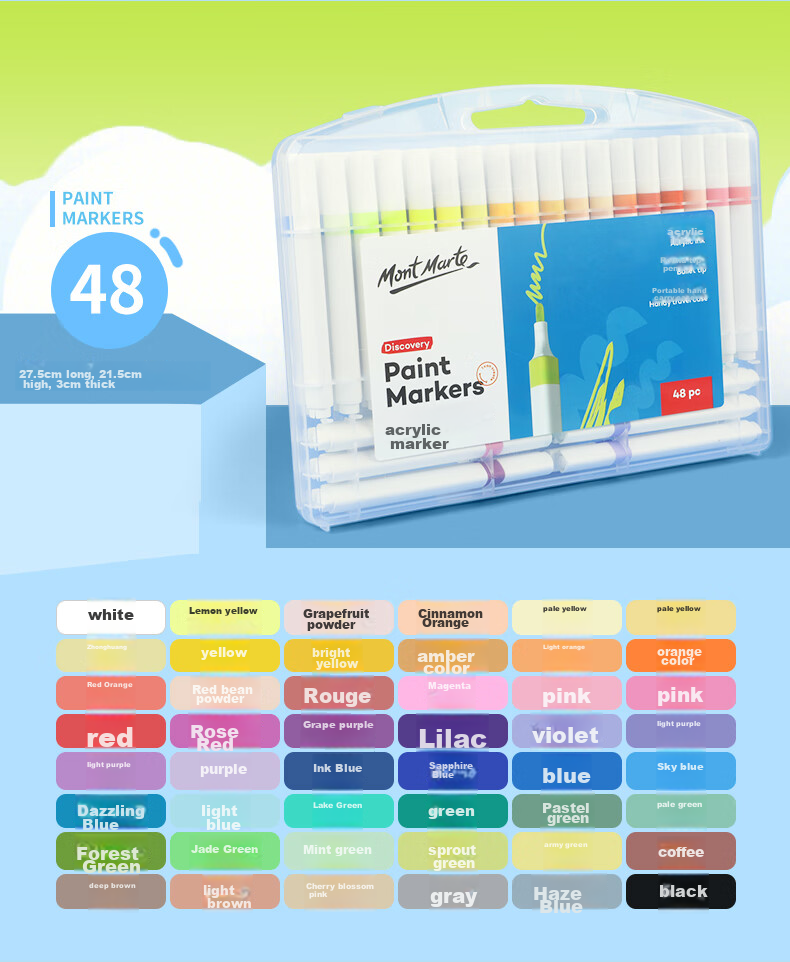 Mont Marte Direct Liquid Acrylic Markers, Stackable Box, Waterproof, Children's Hand-Drawn Graffiti DIY Painting Shoes, Acrylic Paint Coloring Set, Watercolor Pens, 24 Colors of Acrylic Markers 15