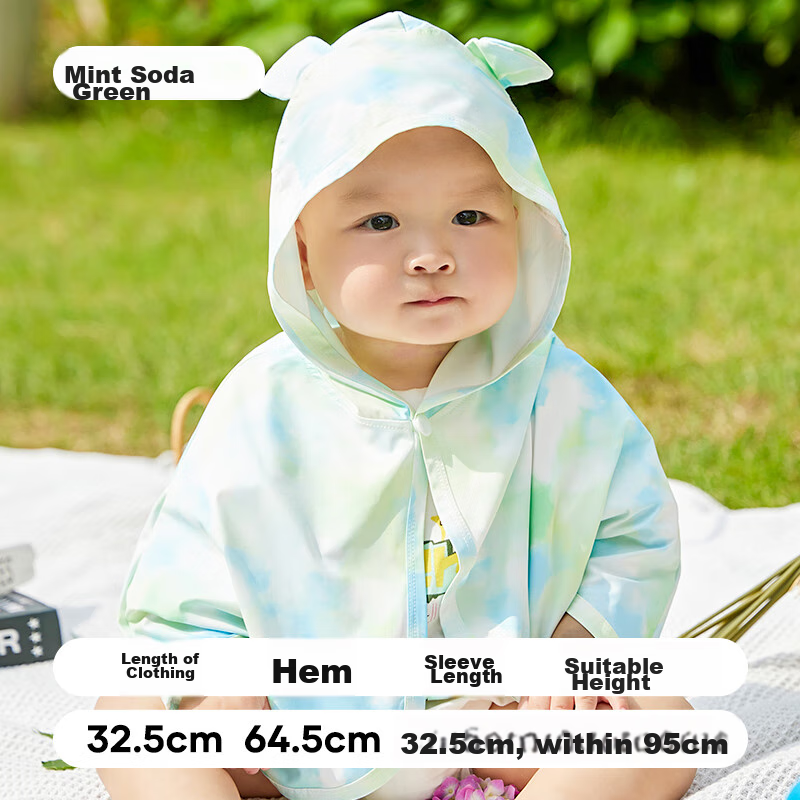Moremerry Baby Sun Protection Clothing, UV-Resistant, Cool And Breathable, for Boys And Girls, Summer Ice Silk Sun Protection Garment, Mint Blue-Gree