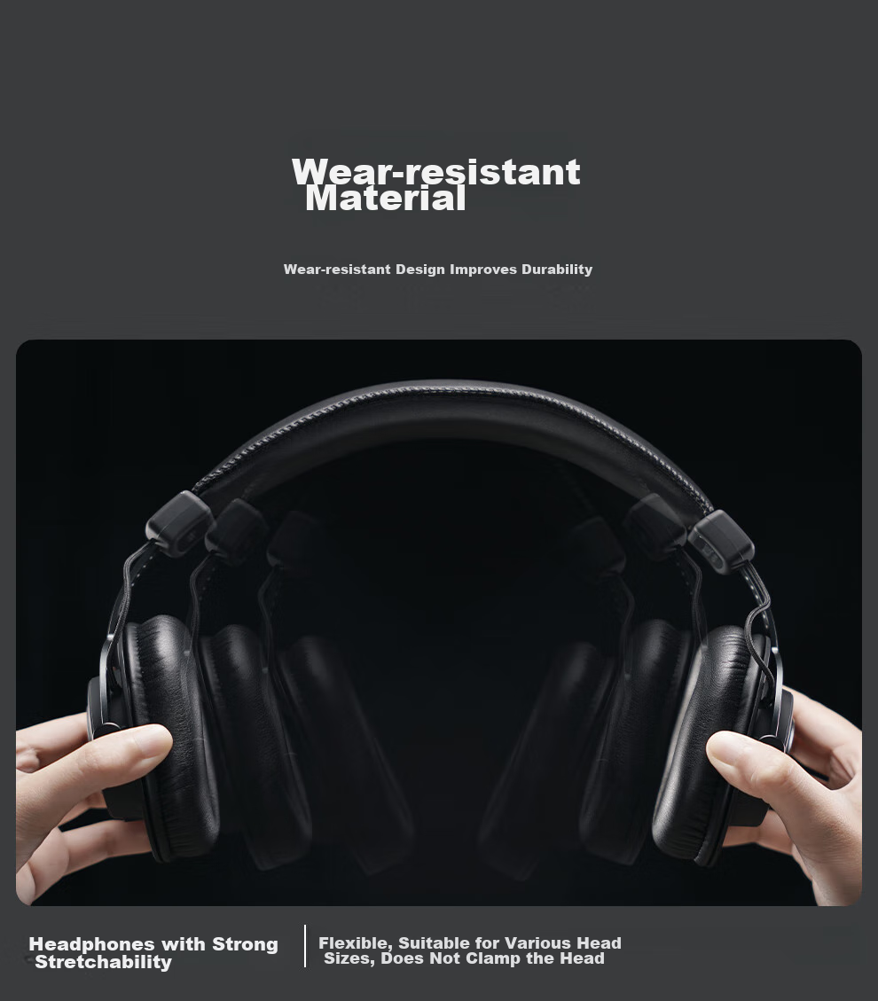 FIFINE Professional Monitoring Headphones, HIFI High-Quality Live Streaming DJ Mixing Booth Recording Studio Instrument-Specific Wired Noise-Cancelling Microphone HD8 Black 9
