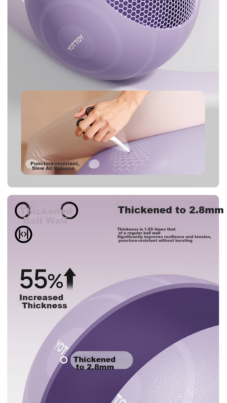 Yottoy Thickened Anti-Burst Non-Slip Professional Fitness Ball for Yoga, Pregnancy, Labor Assistance, Elastic Training Swiss Ball 5