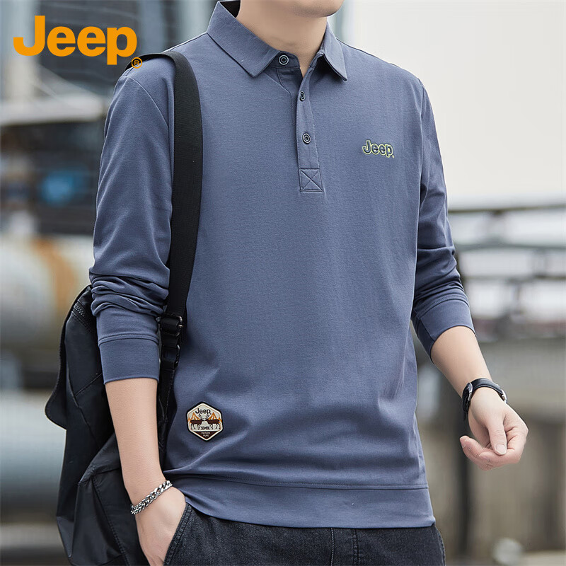 Мужская футболка JEEP с длинным рукавом, утепленная, свободная, повседневная, размер L
