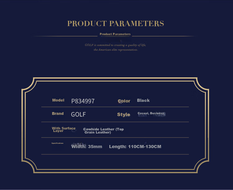 GOLF Men's Double-Sided Top-Grain Leather Belt, No Buckle Belt, Automatic Buckle Waist Belt, Buckleless Trouser Belt 5