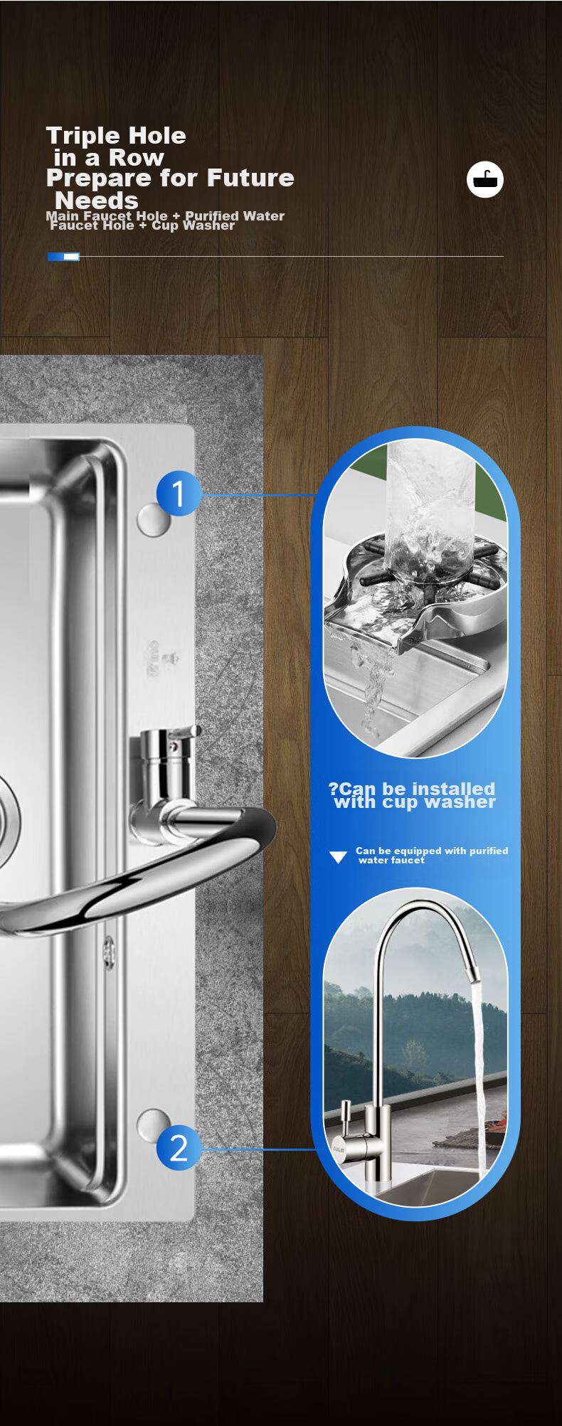 OULIN Kitchen Sink, Large Single Basin Vegetable Washing Sink, Integrated Basin, 304 Stainless Steel Dishwashing Sink, Pull-Out Faucet 9116 6