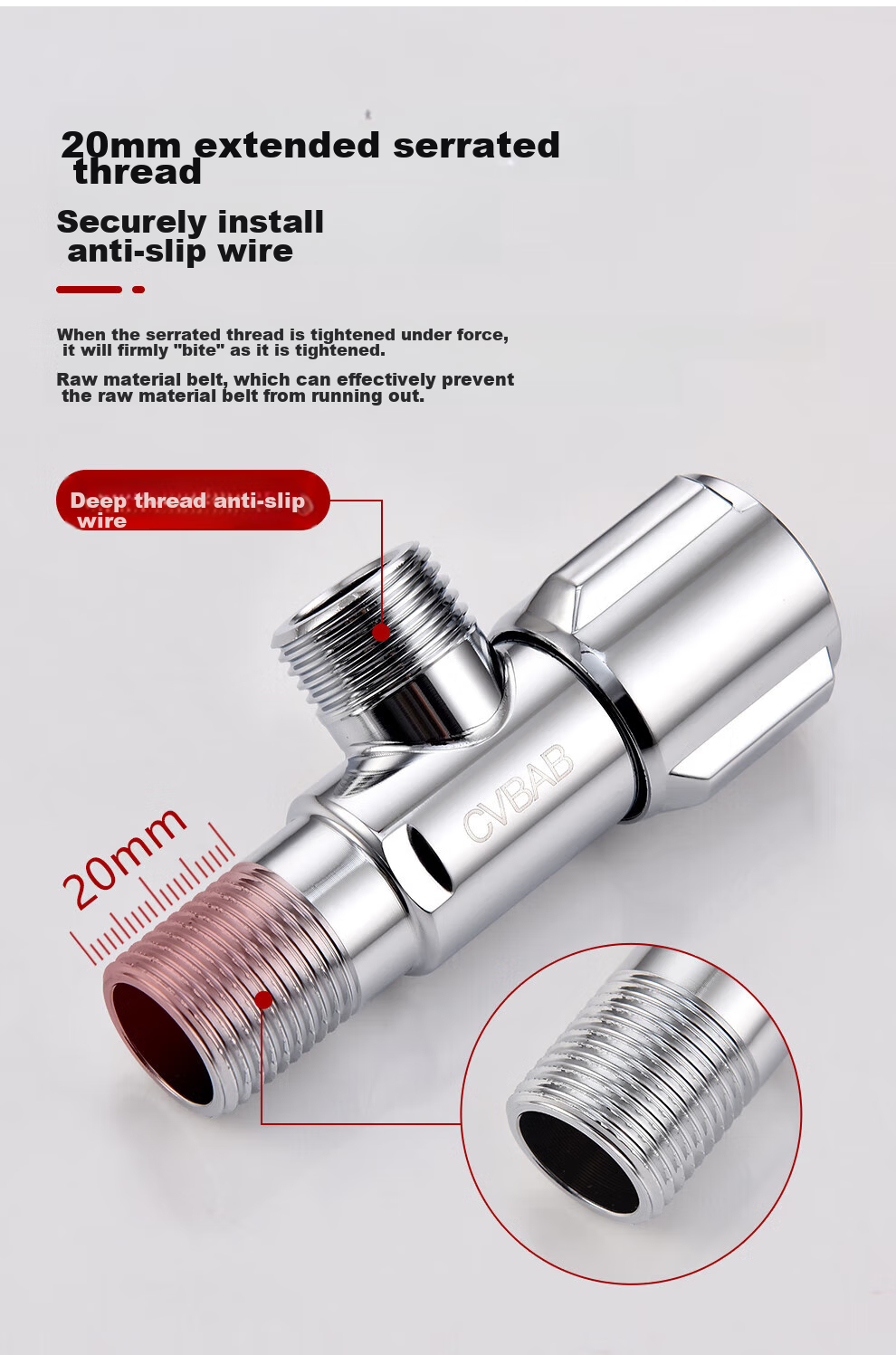 CVBAB Angle Valve Three-Way One-In Two-Out Washing Machine Faucet Connector, One-To Toilet Dual Control Flow Divider CV1517 5