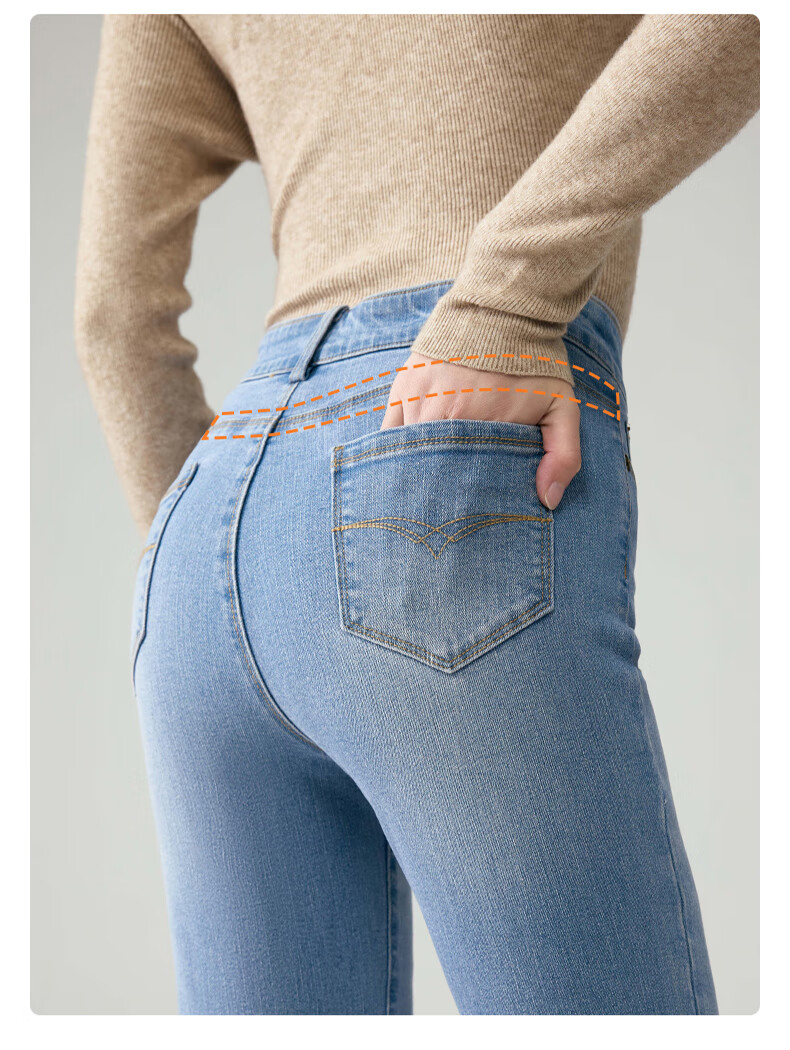 LangSha Women's Mid-Aged Mom Jeans Autumn Winter High Waist Stretch Slim Straight Leg Plus Size Pants 4
