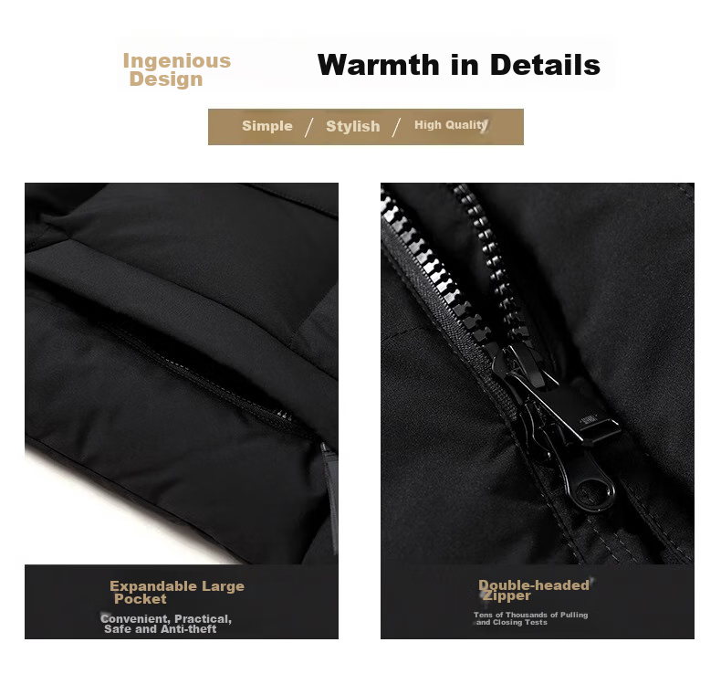 Yalu Mid-Length down Jacket for Men, Winter Detachable Hooded Coat for Middle-Aged And Elderly Fathers, Warm Duck down Men's Outerwear 11